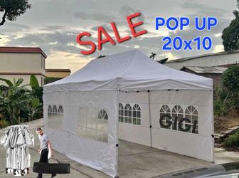 10x20 Pop Up Canopy with  Sidewalls and Windows, Easy Up Outdoor Instant Canopy Tent for Parties, Adjustable Waterproof Canopy with Sand Bags, Stake