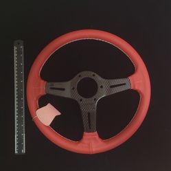 Nardi Carbon Fiber Red Leather Steering Wheel 