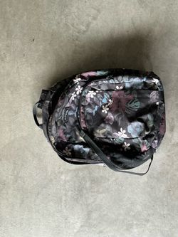 Flower pattern black backpack