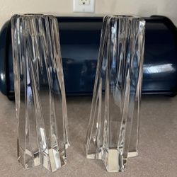 8.25” tall set of crystal candle holders