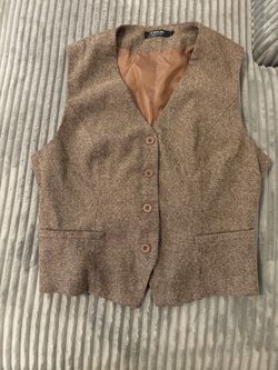 V VOCNI Brown Button-Up Vest