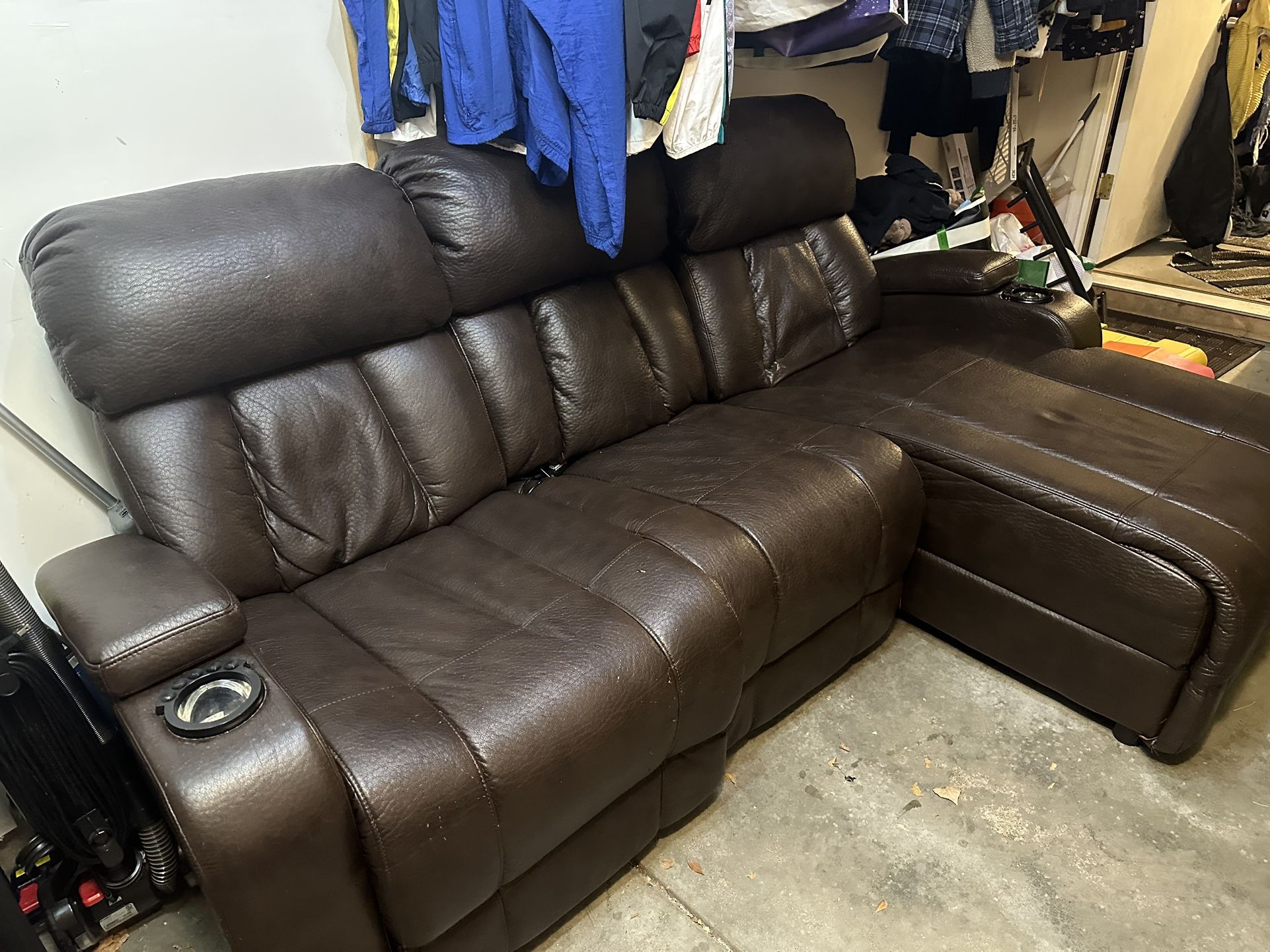Brown Leather Reclining Couch