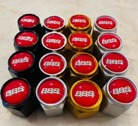 BBS Style Valve Caps Silver “BBS” and Red Logo