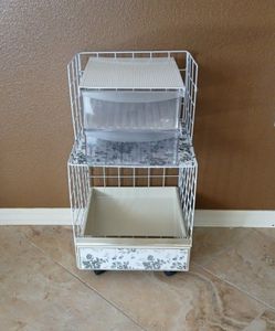 New Heavy Duty Metal Organizar On Wheels  & 3  Plastic Drawers.  All For $10