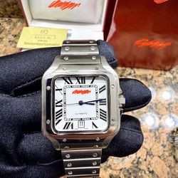 Silver Men’s Luxury Watch White Face 41MM