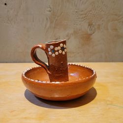 Small Handmade Clay Chamberstick Candle Holder