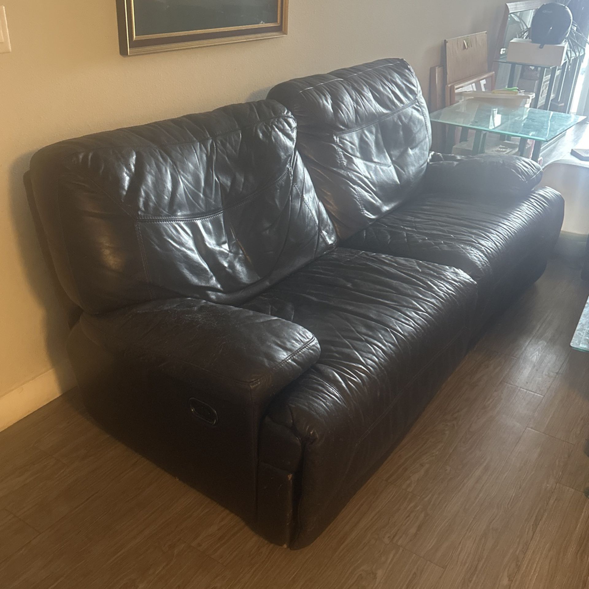 Dark Brown LeatherTwo Piece Motorized Sofa Sectional 