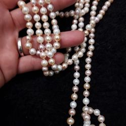 Antique Long Strand Of  Natural  South Sea Pearls