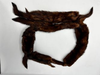 Vintage Genuine Mink Fur Scarf Full Pelt Boa Wrap Brown 47” Long Retro