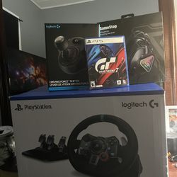 Ps Five Set Up Come With Gaming Chair Steering Wheel Manual  Stick And The Whole Stand With It