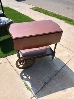 vintage mahogany drop-leaf tea cart