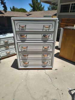 Freshly sanded and painted five drawer dresser stand solid wood perfect condition