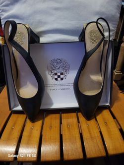 Vince Camuto Navy Slingback Pointed-Toe Heels