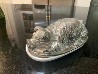 Vintage Go Home Pigsley Butter Dish