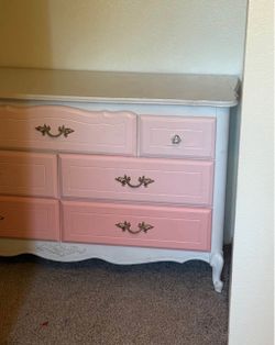 French Provincial Dresser Pink and White