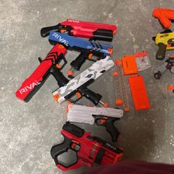 nerf guns rivals and regular guns 