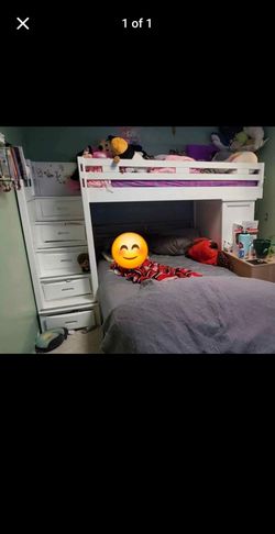 White loft bed with Staircase Drawers
