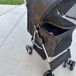 4 Wheel Foldable Dog Pet Stroller - Black