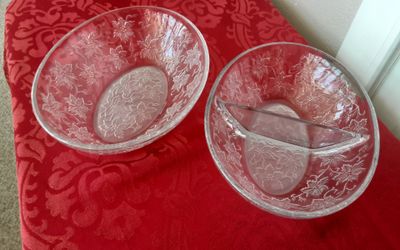 PRINCESS HOUSE CRYSTAL FANTASIA.   OVAL BOWL DIVIDED AND UNDIVIDED. $25 EACH.