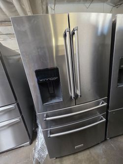 KITCHENAID 4 DOOR STAINLESS STEEL REFRIGERATOR