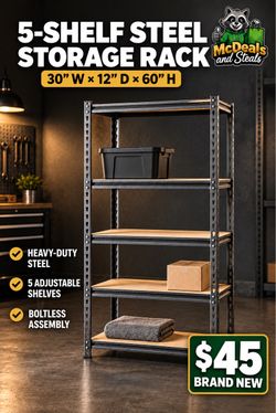 BRAND-NEW 5-SHELF HEAVY-DUTY STORAGE RACK
