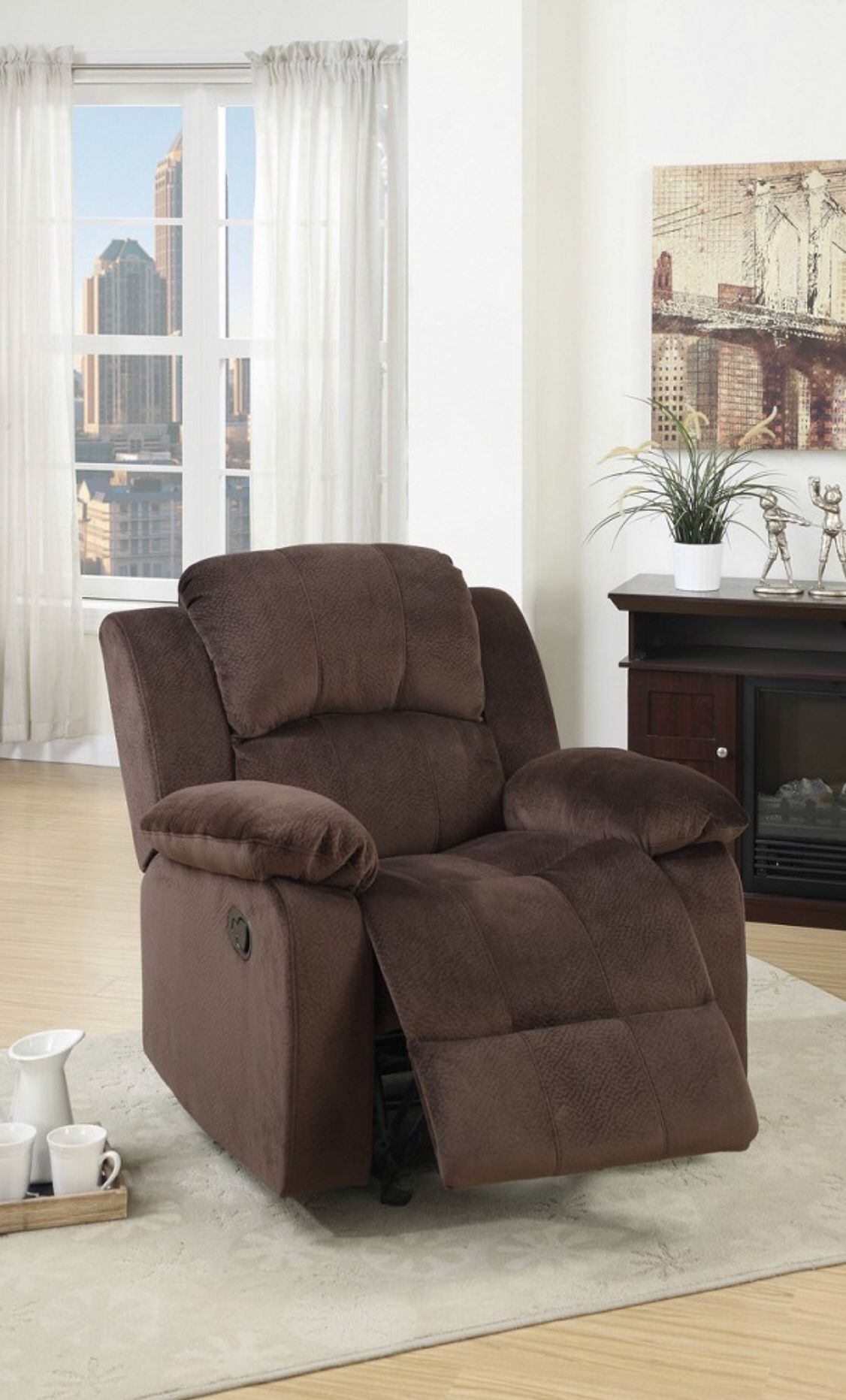 🔥Fathers Day Sale🔥 Chocolate Rocker Recliner