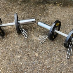 Pair of 5lb Gold's Gym Dumbell Barbell Weights with 2" x 20" Long Bar