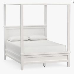Full Sized White Canopy Bed Frame 