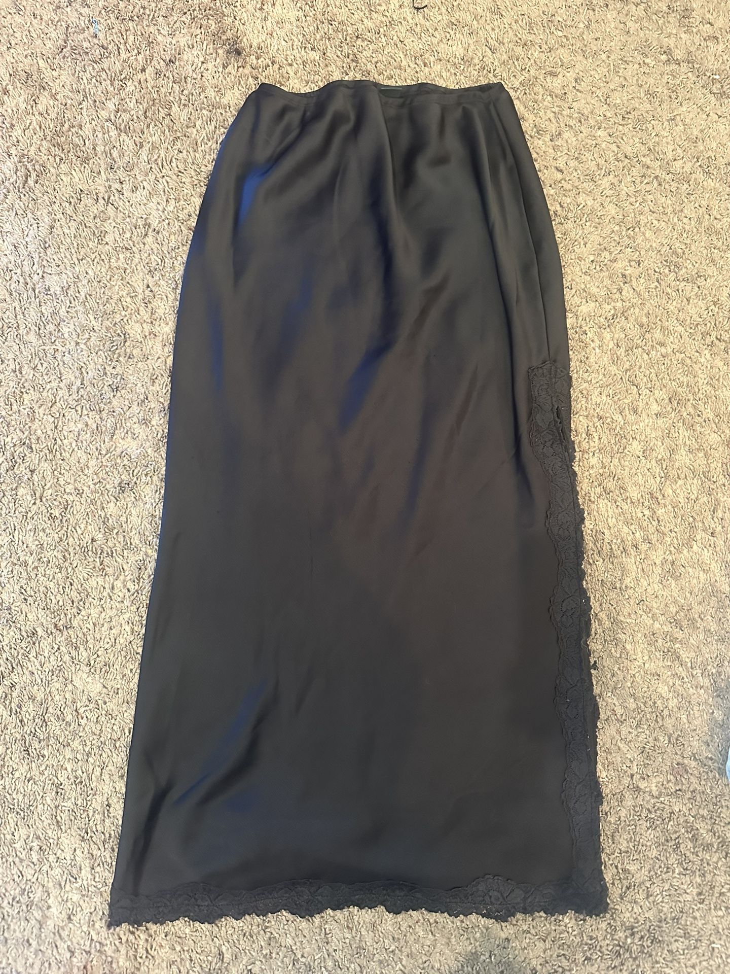 Long Black Silk Skirt