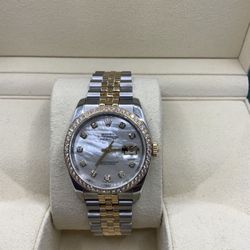 Brand New Rolex Datejust 36MM Factory Diamond Dial And Bezel With Jubilee Bracelet 116243, Watch & Box Only 