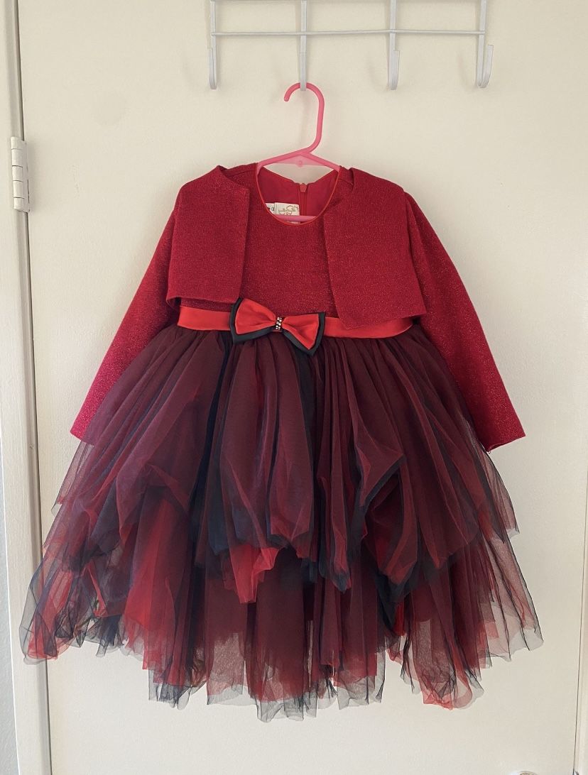 Party Formal Dress Red and Black For 3 Year Old Made In Turkey Used Once 