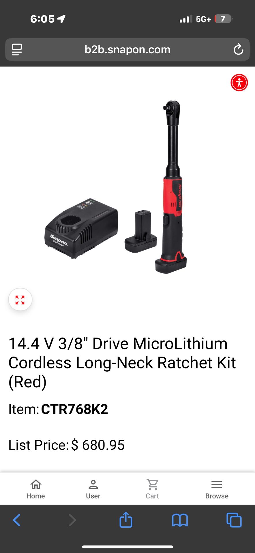 Snap On Battery Ratchet Like New