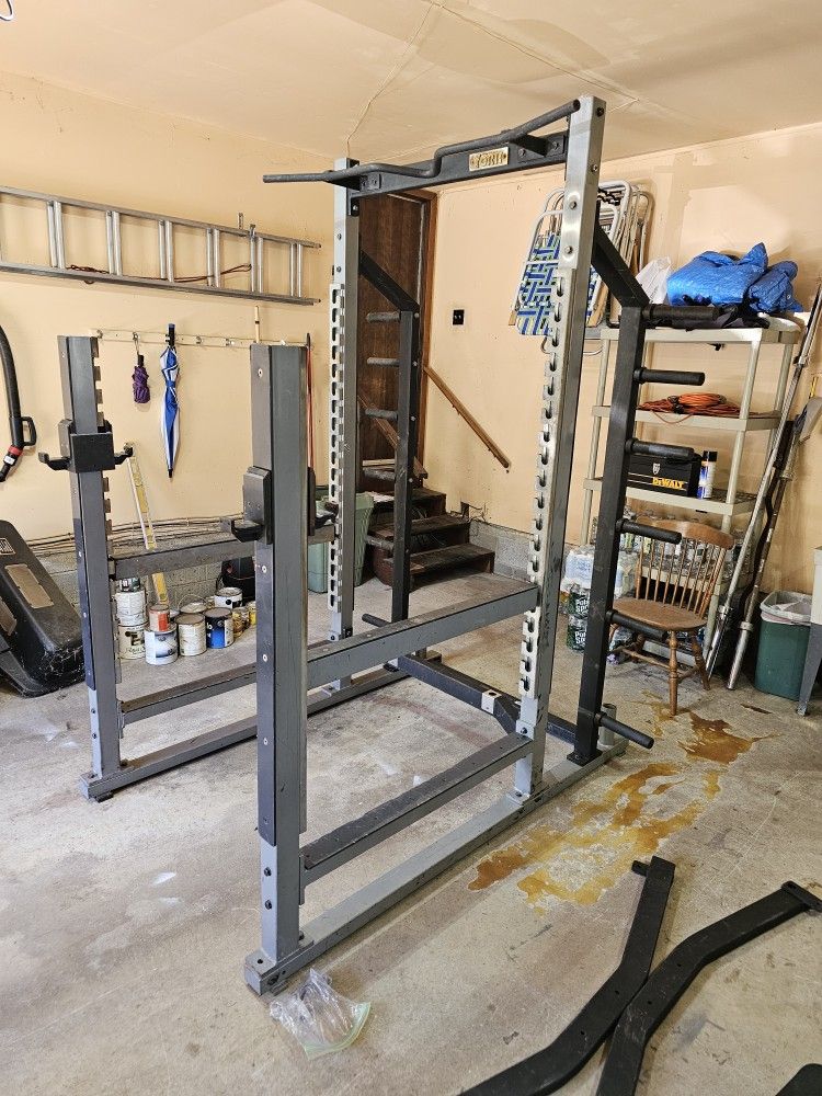 York Barbell commerical STS multi function power squat rack