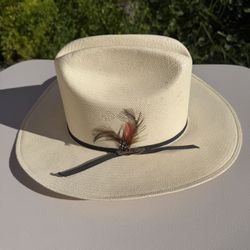 Vintage white woven Rossbald Hat cowboy hat