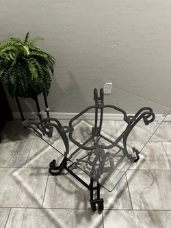 Gorgeous Set of 2 Wrought Iron and Glass End Tables