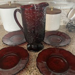 Princess House Jarra Y 4 Platos 