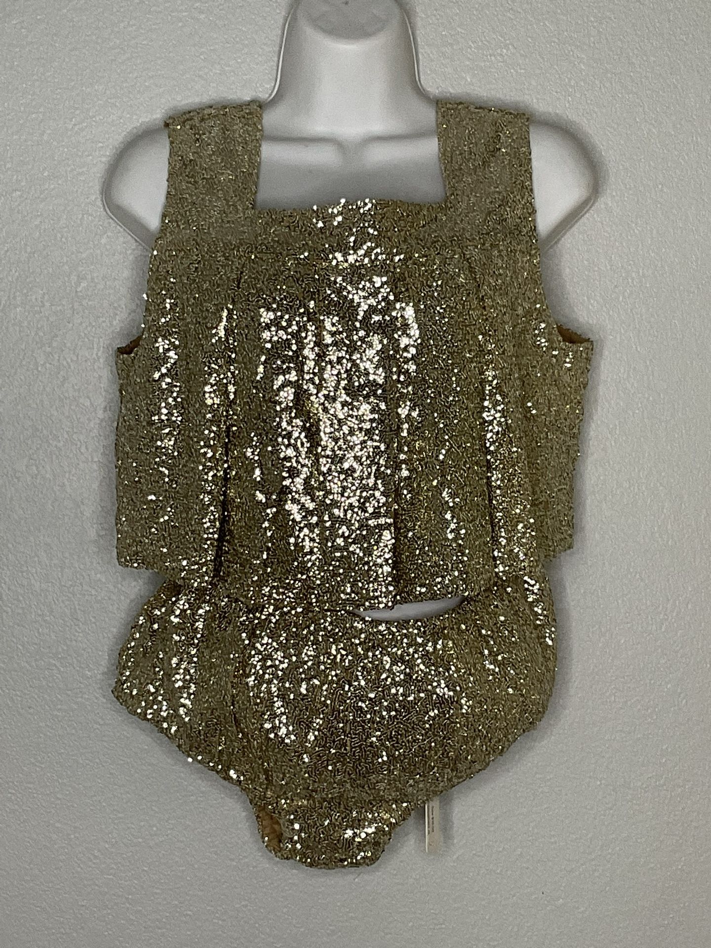 New Lolli sequin two piece bloomer bottom shorts and top  Festival Rave Costume Coquette Size M