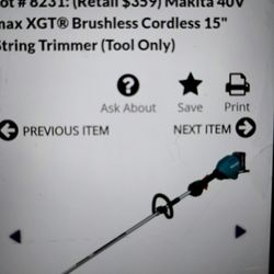 Marital Brushless Cordless 15" String Trimmer