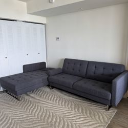 Gray Sectional Sofa with Pull-Out Bed