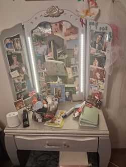 used silver vanity w light's