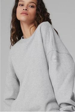 Alo Yoga Renown Heavy Weight Crew Neck Pullover XXS Athletic Heather Grey