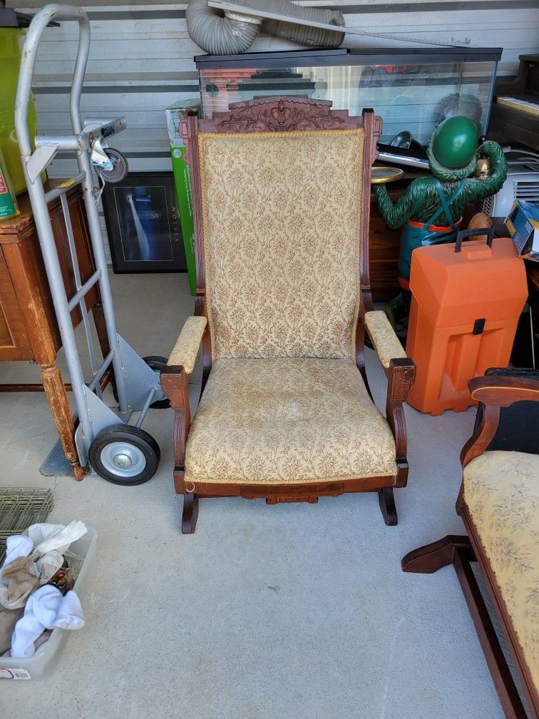  Antique Upholstered Rocking Chair