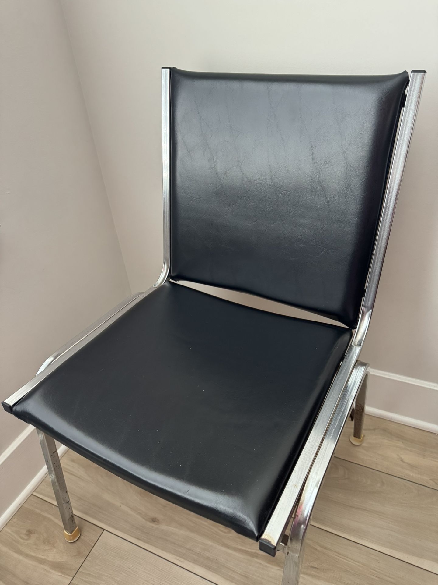 Black Leather Chair With Metal Legs