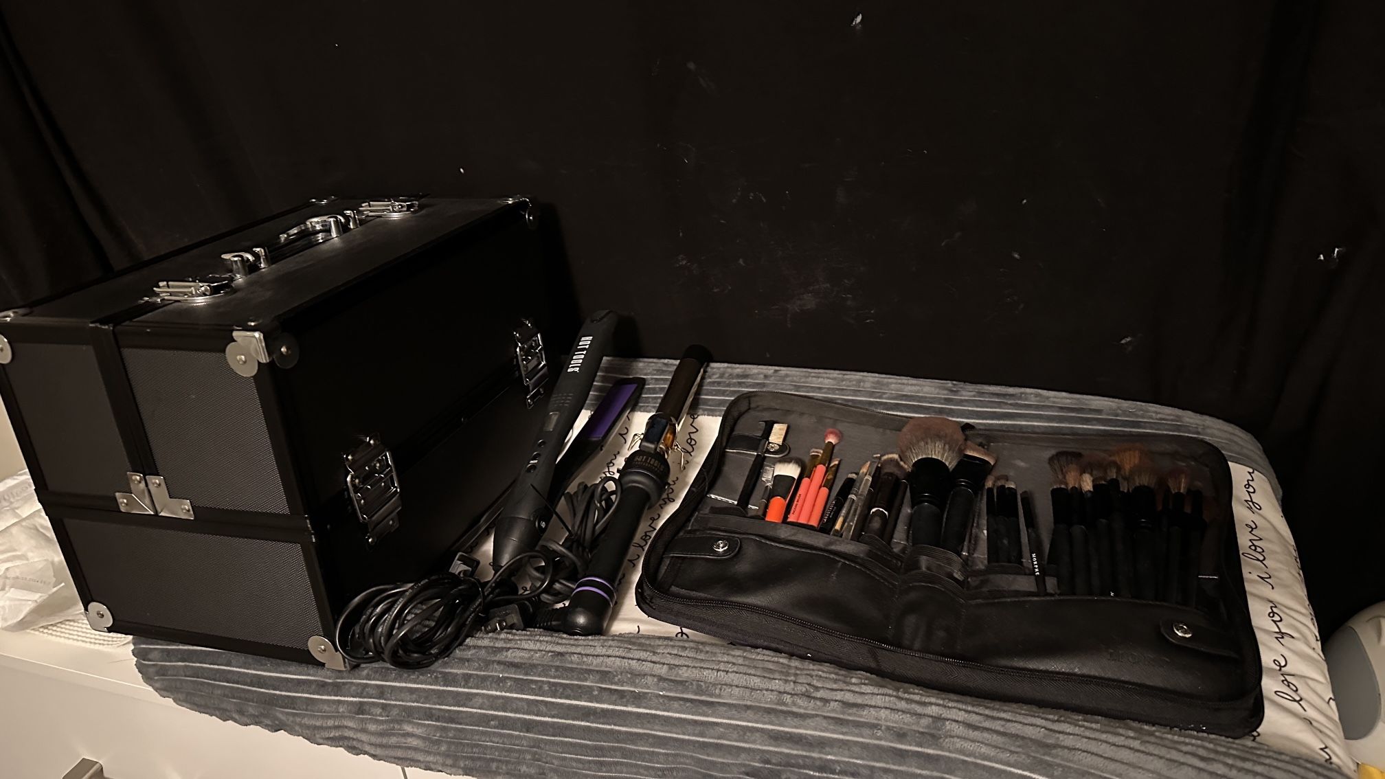 Makeup & Hair Organizer + hair Tools, & Mu Brushes
