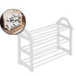 New 3 Tier Simple Shoe Rack. White Plastic Shoe Organizer 18.11"LX18.5"HX10.63"W