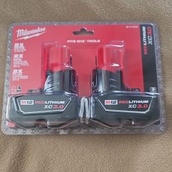 Milwaukee ( M12 ) RED LITHIUM 2PK BATTERIES 