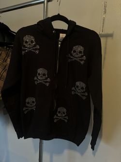 Rhinestone Skull Zip Up