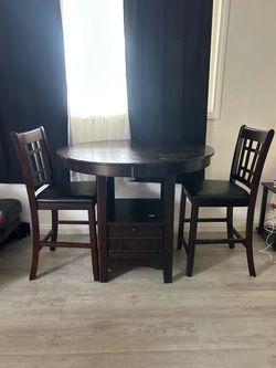 Dark Wood Counter Height Dining Set