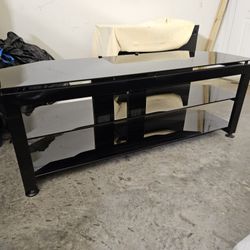 Black Metal And Glass TV Stand