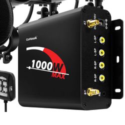 GoHawk TN4-Q 1000W 4 Channel Amplifier 4" Full-Range Waterproof Bluetooth Motorcycle Stereo Speakers Audio System AUX USB SD Radio for 1-1.5" Handleba